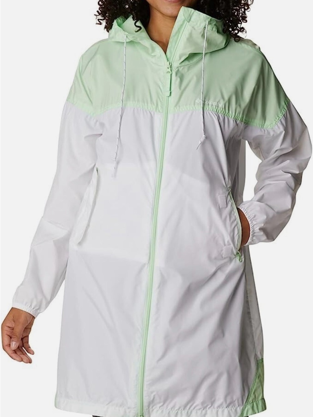 Columbia Women's Flash Challenger Long Windbreaker (White/Key West) Large NWT